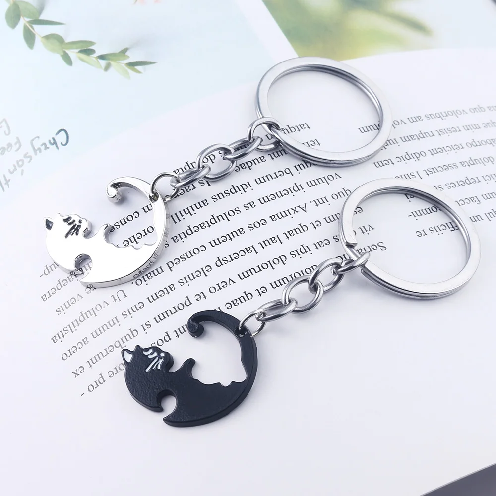 Парные ювелирные изделия Черный Белый Кот парный брелок для женщин мужской чокер