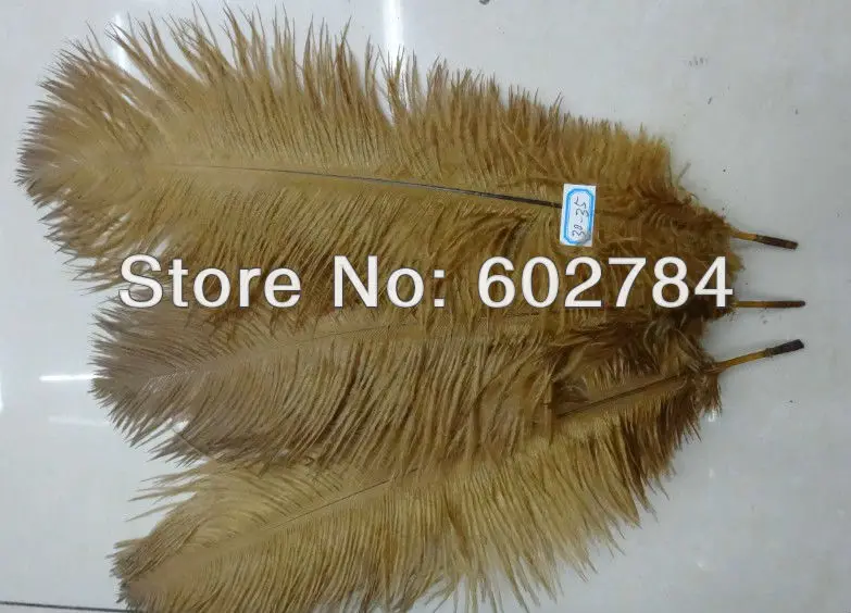 

Free Shipping 100pcs/lot gold / brown ostrich drab feather ostrich plumes 30-35CM 12-14" for wedding decoration