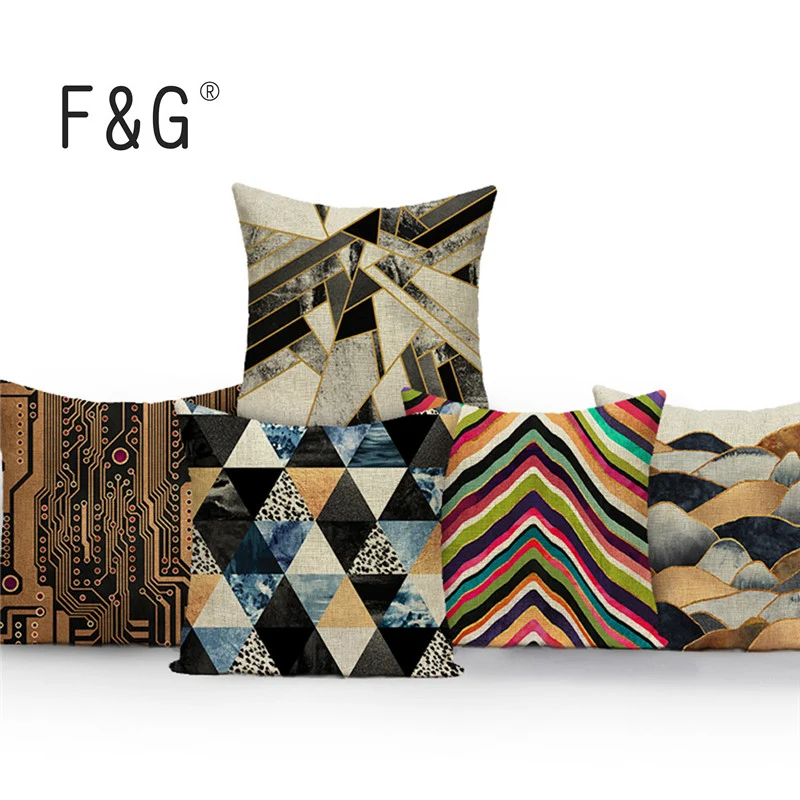 Геометрические Квадратные красочные домашняя текстильная Подушка Чехлы