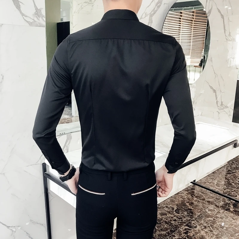 Модная рубашка с принтом мужская длинным рукавом Camisa Masculina приталенное платье 2019