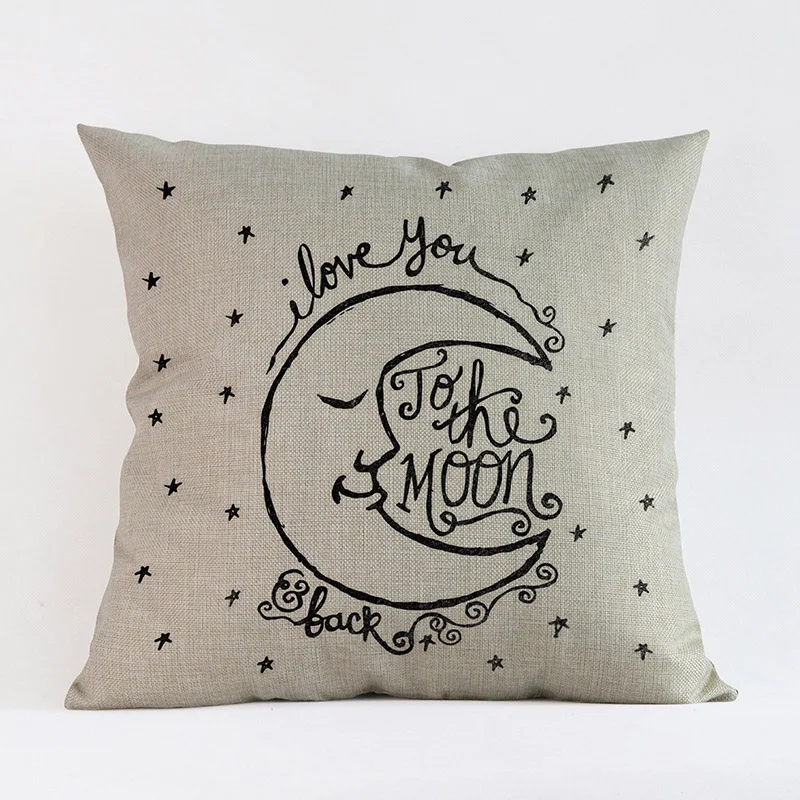 Чехол наволочка с романтичными надписями I Love You To The Moon And Back декоративная 45x45 см