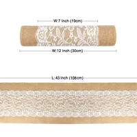 30x108cm burlap table runners white lace edges table runner lace cloth dinning room for retro wedding party accessories