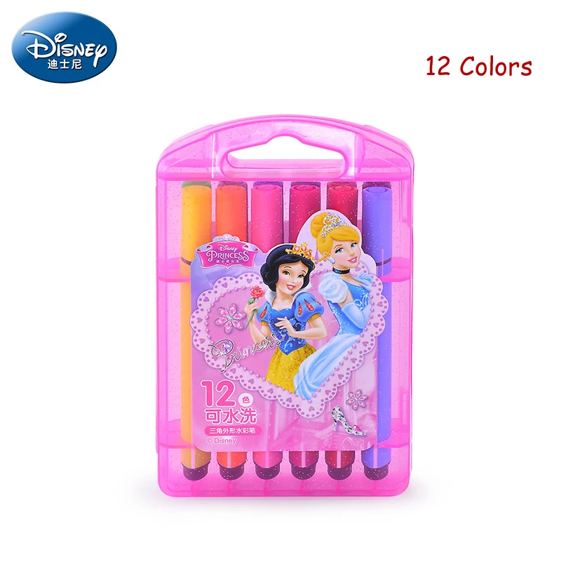 12 Colors princess Оригинальные Дисней замороженные Микки Маус художественные маркеры фломастеры яркие принадлежности для рисования акварельные ручки-щетки Дисней стационарные - Цвет: 12 Colors princess