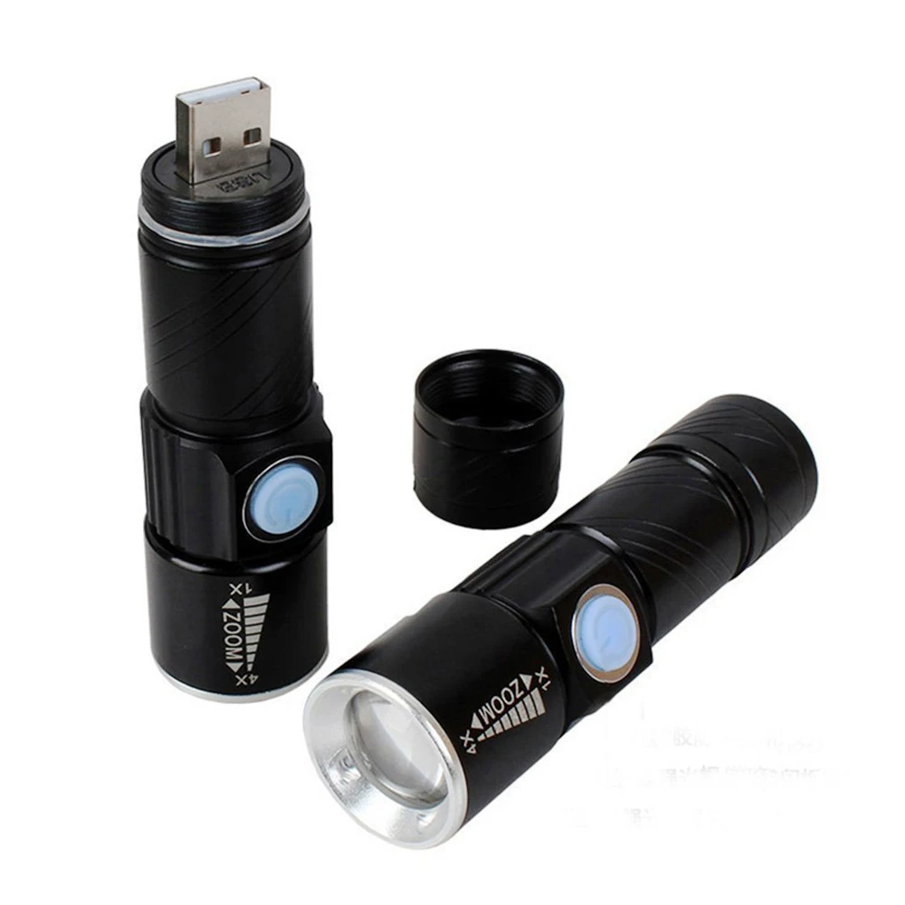 DONWEI Mini USB зарядное устройство Q5 светодиодный фонарь 3 режима регулируемый масштабируемый фонарик для путешествий, кемпинга, велоспорта с ремешком