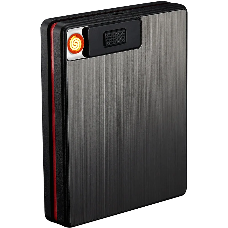 20 сигарет тонкий алюминиевый металлический Автоматический чехол для коробка с USB