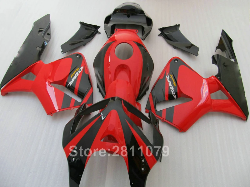 Литье под давлением 100% подходит для Honda CBR600RR 05 06 красный черный Обтекатели набор