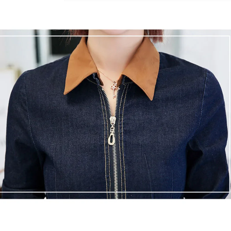 2019 Новинка весны джинсовые платья с лацканы молнии джинсы платье Для женщин