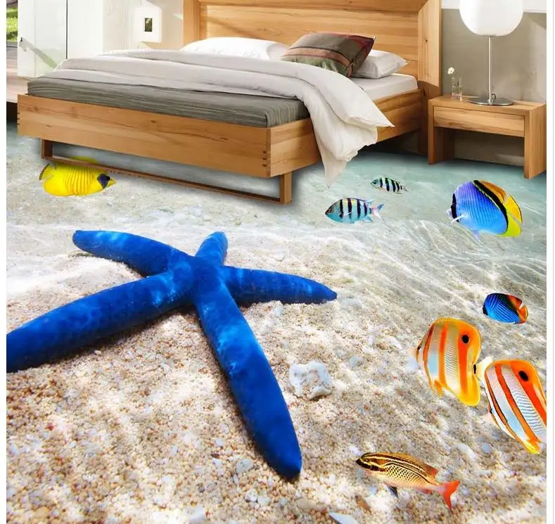 Настенные ПВХ обои на заказ 3D рисунки пола клейкие для в стиле модерн океан пляж