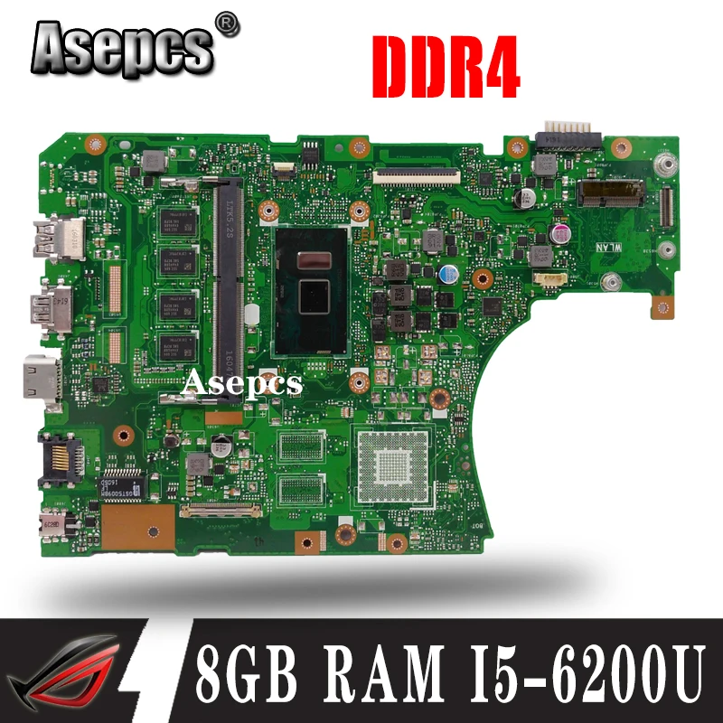 

DDR4 X556UAM laptop motherboard For Asus X556U X556UV X556UQ X556UQK mainboard Test original motherboard DDR4 8GB RAM I5-6200U