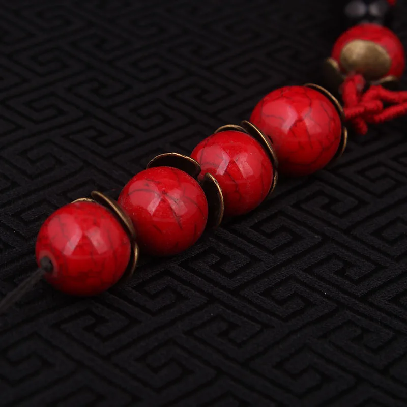 Ожерелье этническое длинное ожерелье с подвесками Винтажные Украшения красные