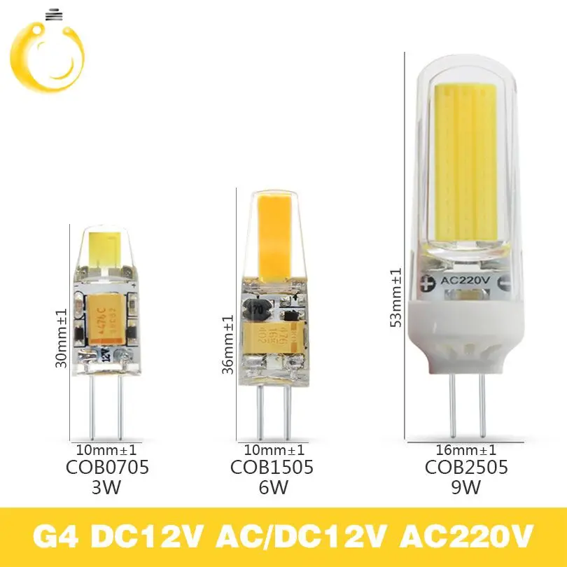 Светодиодная лампа G4 3 Вт 6 9 12 в пост. Тока|cob g4 led|g4 led lamplampada |
