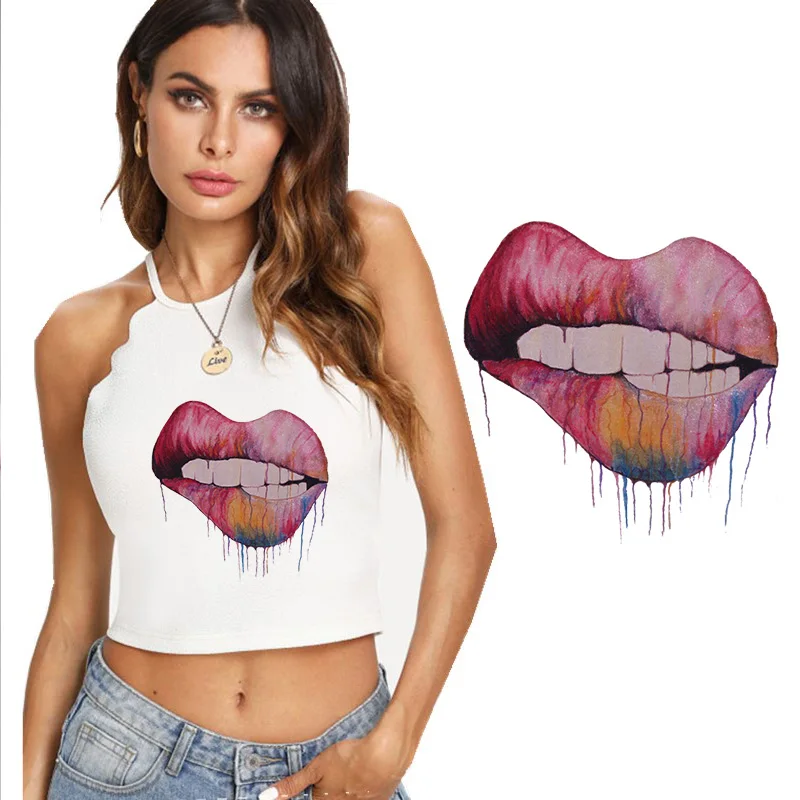 Sexy Lips Ironing on Heat Transfer A-level Washable Vinyl Patches Stickers for Clothes T-shirts DIY Appliques Wholesale | Дом и сад