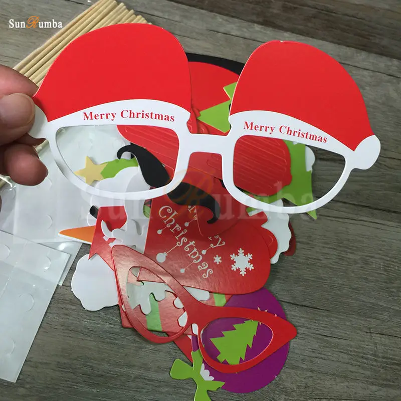 28pcs Photo Booth Props Christmas Decoration Party Supplies Photocall Accessories Photobooth for Shoot Stick | Дом и сад