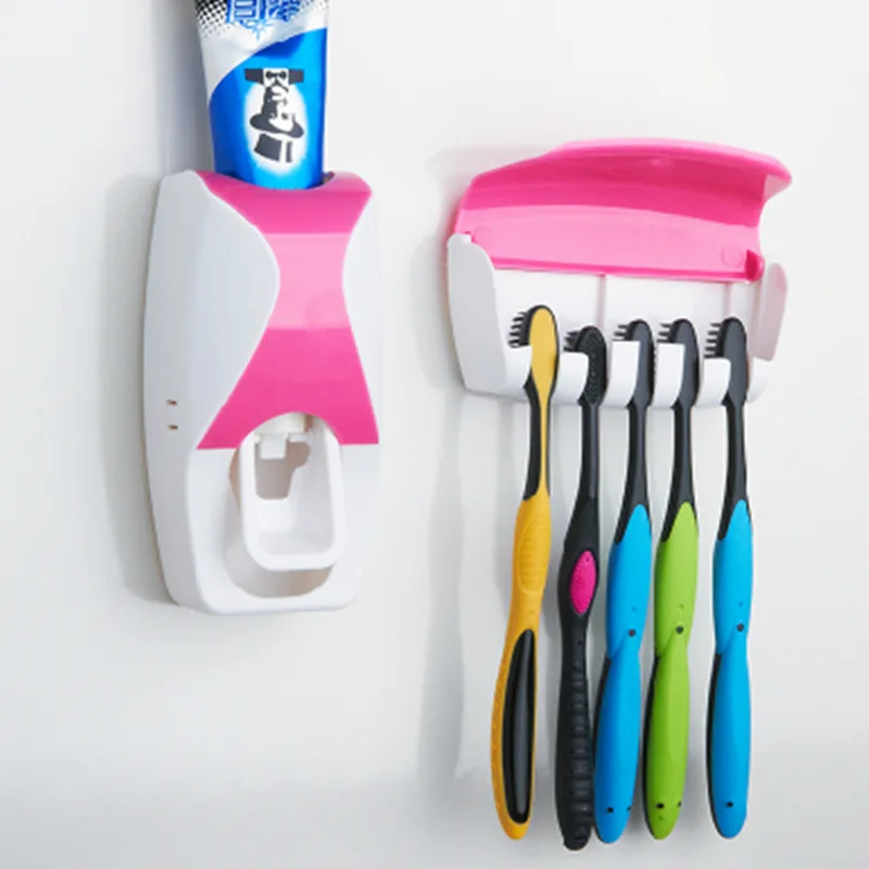 High Quality Automatic Toothpaste Dispenser + 5 Toothbrush Holder Wall Mount Bathroom accessories | Дом и сад