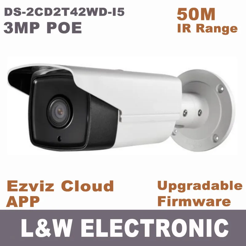 Hikvision 4MP POE ip-камера долго ИК 50 м 120DB WDR уличная Водонепроницаемая IPC веб-камера