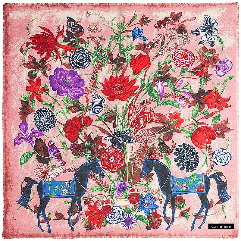 130*130 см роскошные брендовые кашемировые квадратные шарфы с цветочным принтом