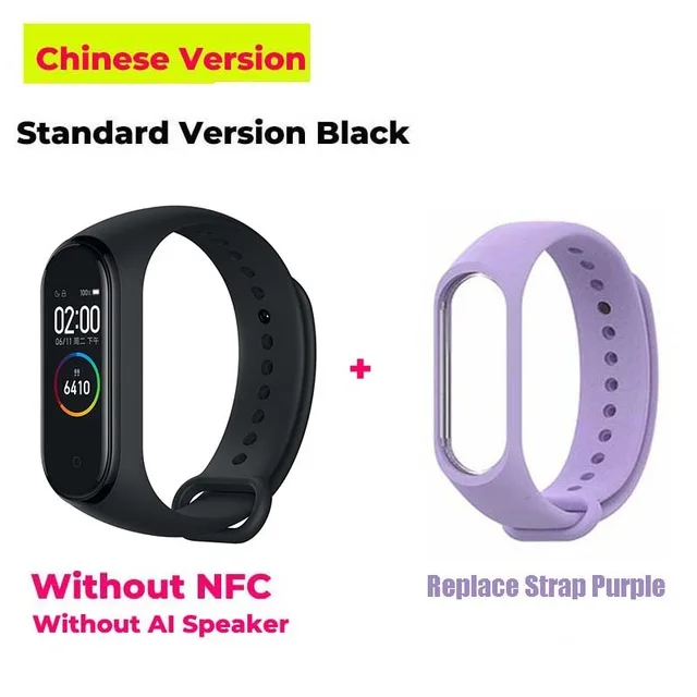 CN standard Purple Xiaomi mi Band 4 Смарт mi band цветной экран браслет пульсометр фитнес Bluetooth 5,0 50 м плавание mi ng водонепроницаемый смарт-браслет - Цвет: CN standard Purple