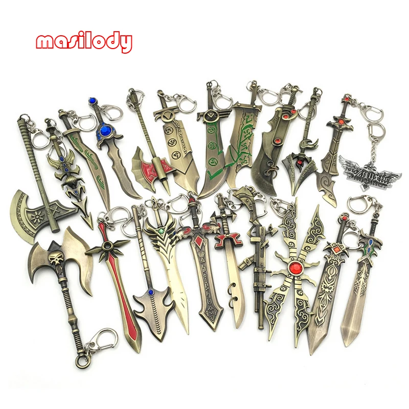 50pcs/Lot Games Keychains Weapon Key chain Knives and Forks Keychain Sword Keyring | Украшения и аксессуары