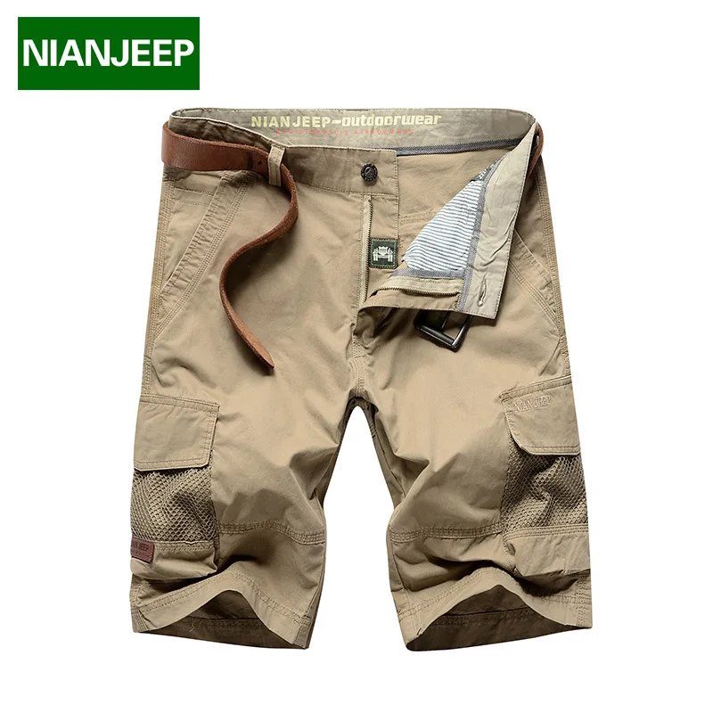 Nian Jeep брендовая одежда мужские шорты летние шорты Карго для отдыха 4 цвета прямые свободные Модные мужские короткие брюки 58 - Цвет: KHAKI