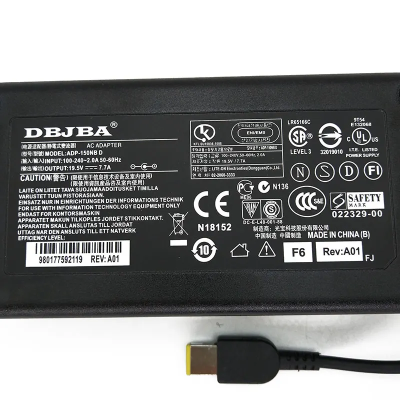 19 5 V 7.7A 150W адаптер переменного тока с прямоугольным наконечником для Lenovo PA-1151-11VA