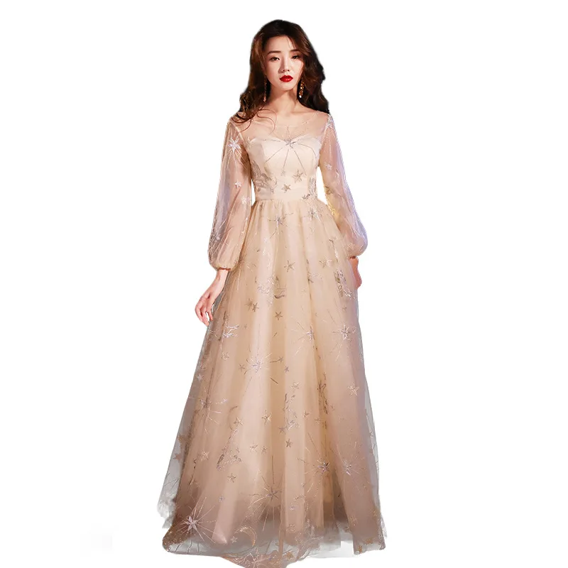 Длинное платье цвета шампанского в азиатском стиле; Vestidos; брюки-брюки; Восточный Ципао вечернее платье; Классические Вечерние платья; большие размеры; s-xxxl