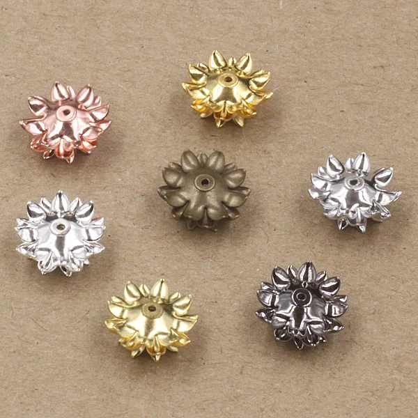 SEA MEW 11mm*5mm 6 Colors Copper Filigree Flowers Base Connector Bead Cap Charms Setting For Jewelry Making Components 100PCS | Украшения и