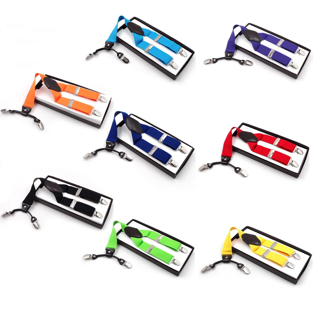 Bright Color Fashion Men's suspenders Wedding Groomsmen 4 Clips braces Elastic Y-Back Adjustable Suspenders | Аксессуары для