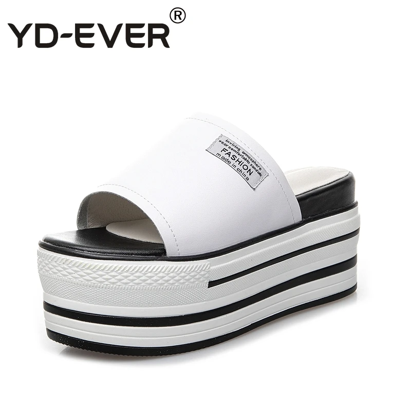 YD EVER 9 см из кожи для женщин Босоножки на платформе Сандалии танкетке лето