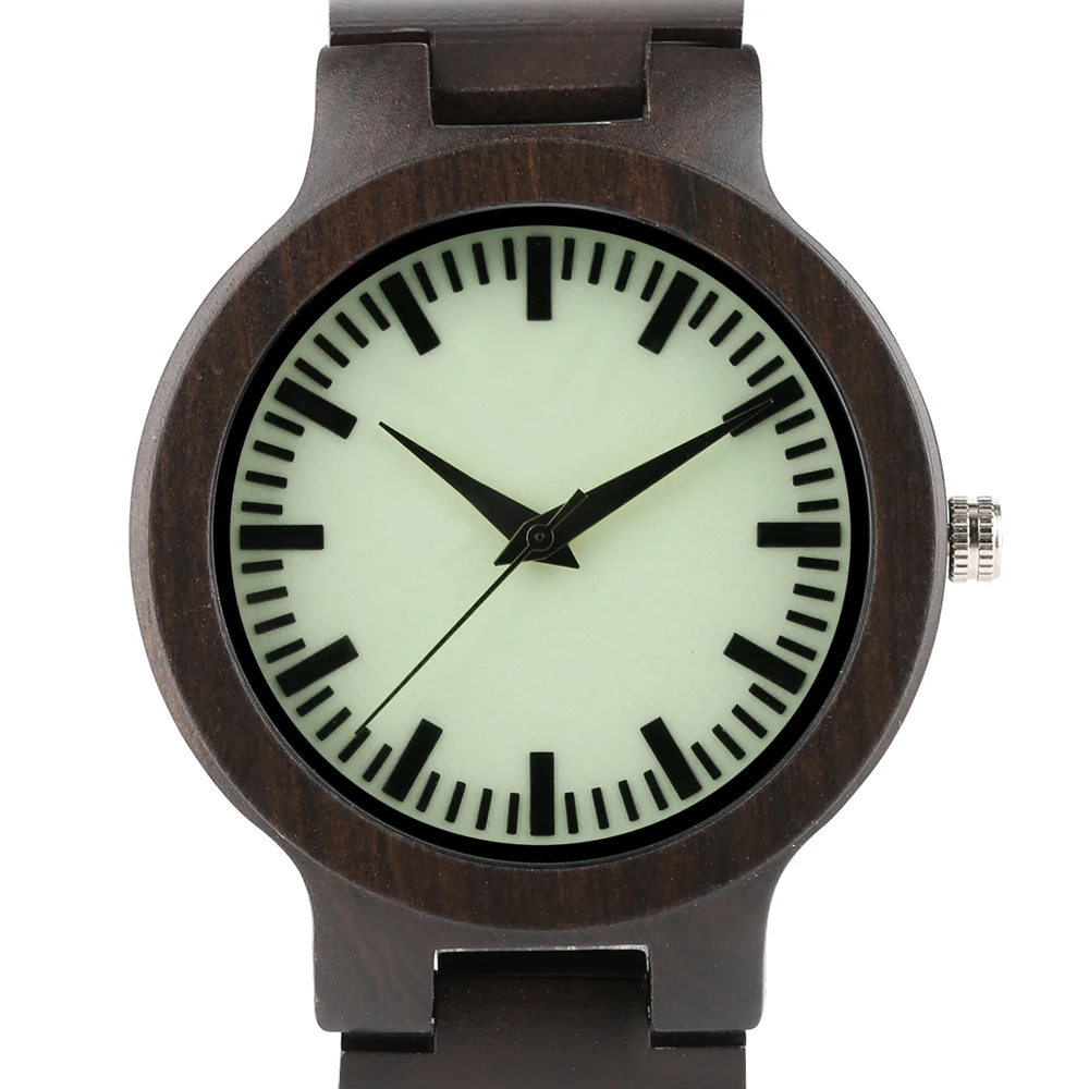 

Analog Minimalist Luminous Full Natural Wood Bamboo Men Watches Fold Over Green Dial Quartz Wristwatch Male reloj de hombre 2020