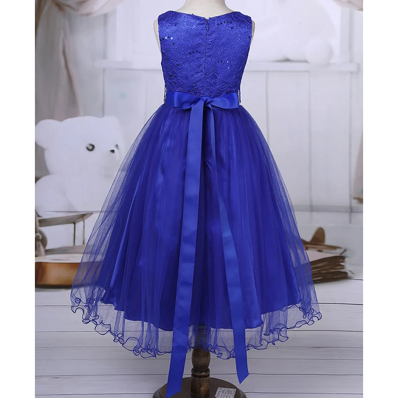 Teen Girls Sleeveless Sequins Lace Mesh Flower Girl Dress Princess Pageant Ball Gown Wedding Party with detachable sashes | Детская
