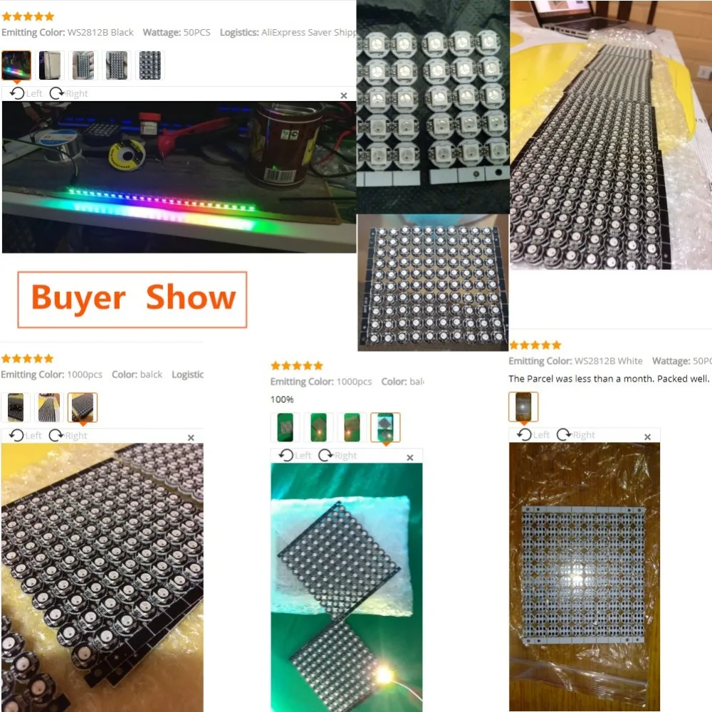 Светодиодный 4-контактный чип WS2812B WS2812 10 ~ 1000 шт. плата радиатора и DC5V 5050 RGB WS2811 IC