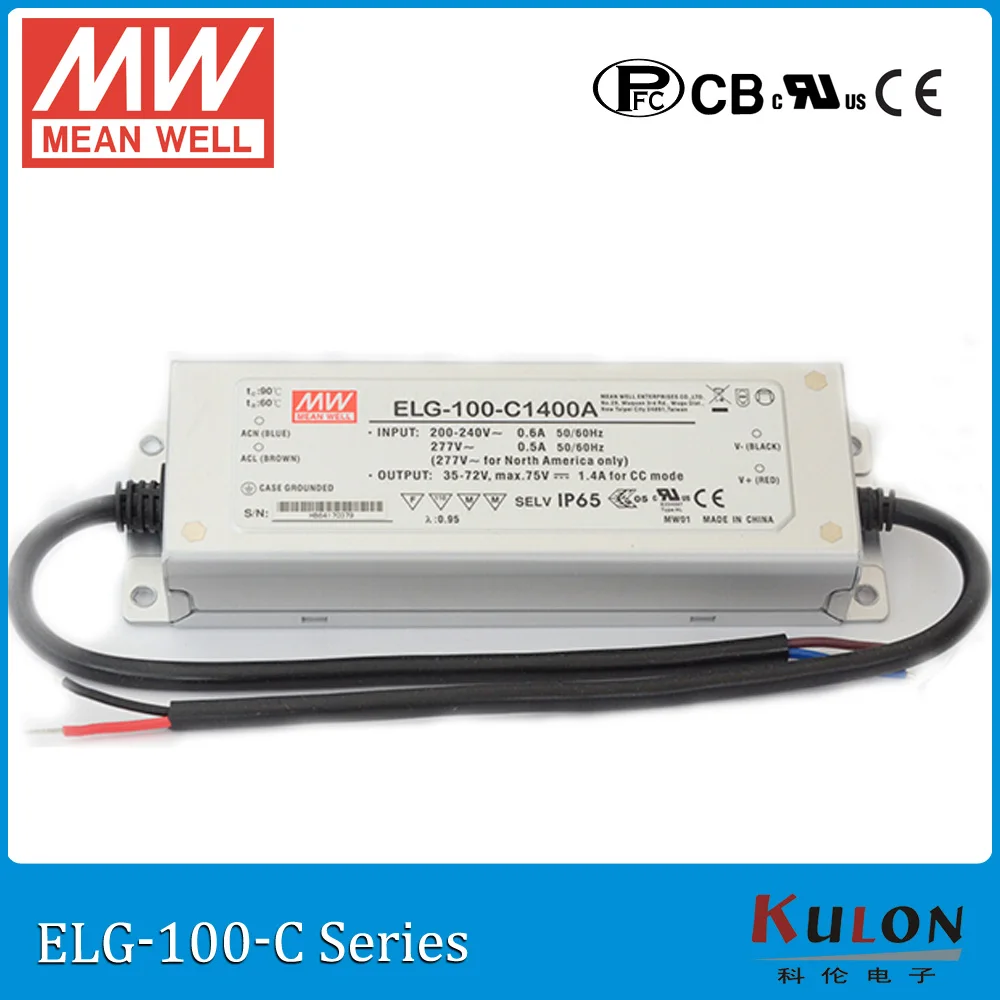 Оригинальный светодиодный драйвер MEAN WELL ELG-100-C500A регулируемый ток 250 ~ 100 мА 200 в Вт