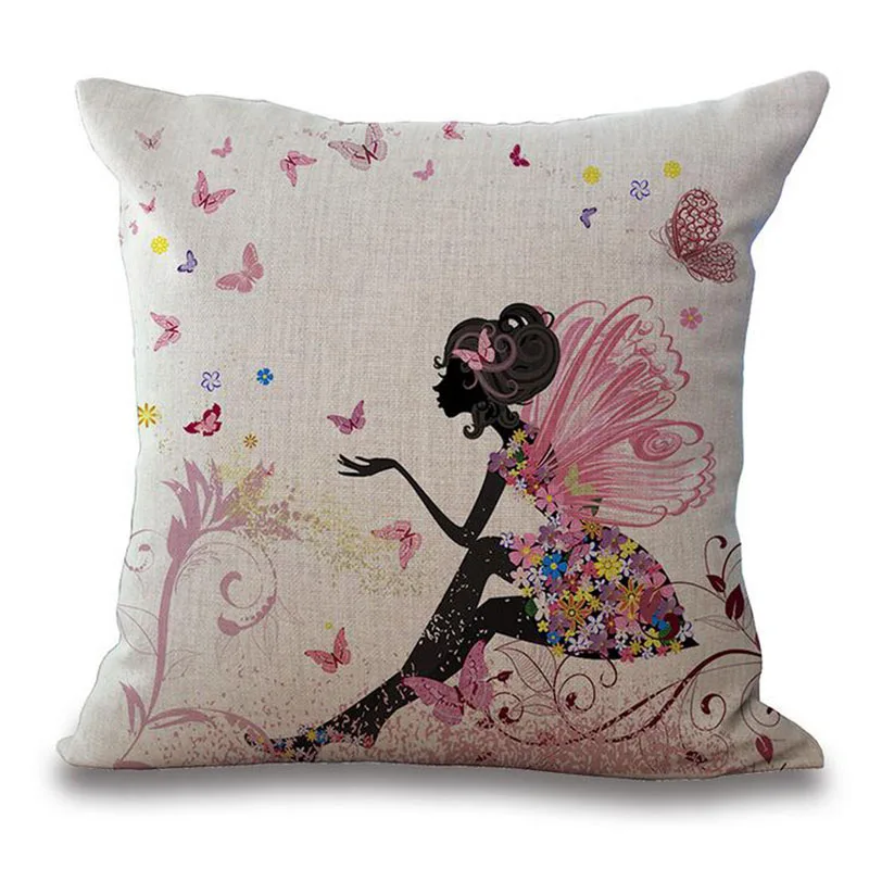 Симпатичная хлопковая льняная наволочка с цветами для девочек креативные