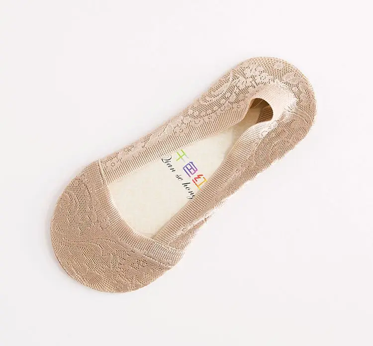 Brown Женские носки-тапочки, короткие, одноцветные, хлопковые, кружевные, летние, для женщин, незаметные, 1 пара - Цвет: Brown