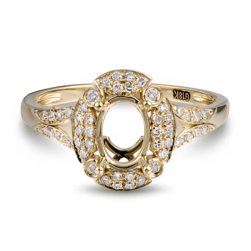 LOVERJEWELRY, сделай сам, Ювелирное кольцо с драгоценным камнем, для женщин, овальная огранка, 5x7 мм, цельное, 18 К, желтое золото, бриллиант, свадебное, полукрепление, кольцо