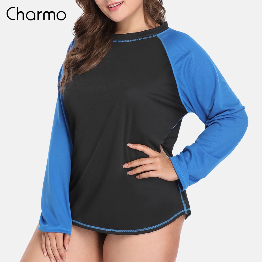 Женская длинная купальная рубашка Charmo UPF 50 + купальный костюм размера плюс с