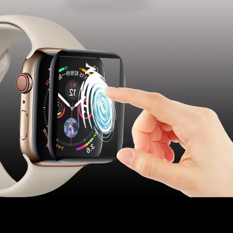 EXUNTON защита для экрана из мягкого углеродного волокна 3D закаленного стекла Apple Watch