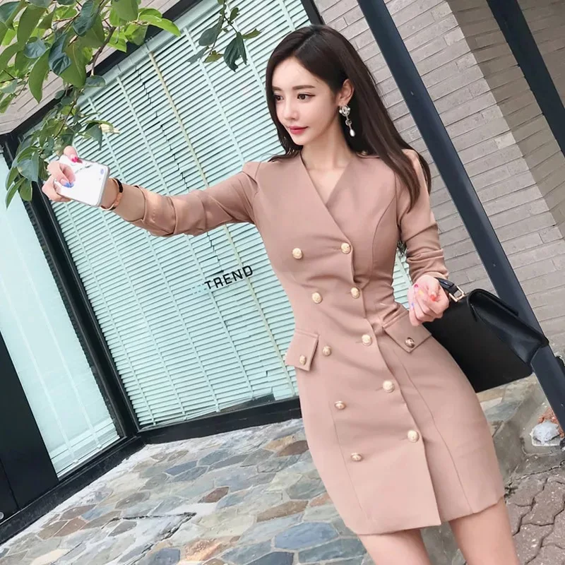 

Fashion women new arrival solid temperature high quality slim v-neck pencil dress OL sexy work style comfortable fresh dress