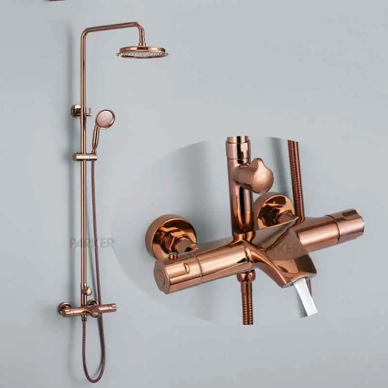 Роскошная ванная латунное розовое золото Душевая система настенная 8 дюймов