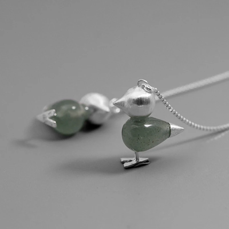 Lotus Fun реальные 925 пробы серебра, природных драгоценных камней ручной работы Fine Jewelry прекрасная птица простой подвесные Сережки для Для женщин