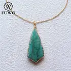 Женское ожерелье с амазонитом FUWO, ювелирное изделие в богемном стиле высокого качества с 24-каратным золотым наполнителем из латуни, NC062