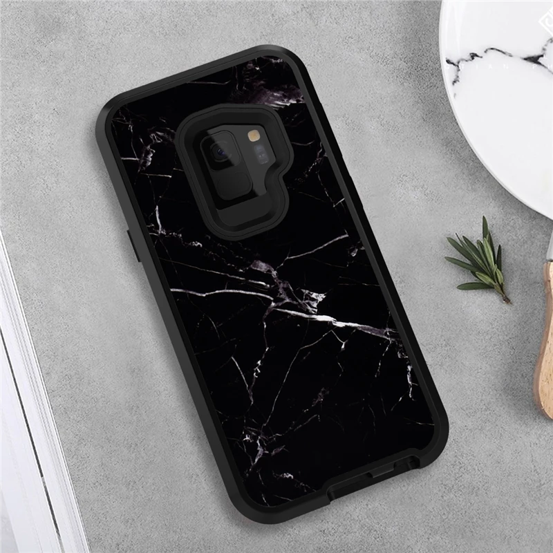 Грандевер 3 в 1 жесткий чехол для Samsung Galaxy S9 S9plus ForFlamingo Черный Белый Мраморный Funda |