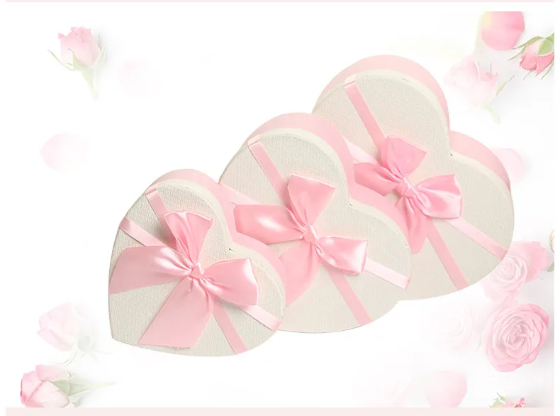 Kawaii love heart бумажная Подарочная коробка, бумажные коробки для цветов с лентой, букет роз, подарочная упаковка, картонная коробка, товары для мероприятий