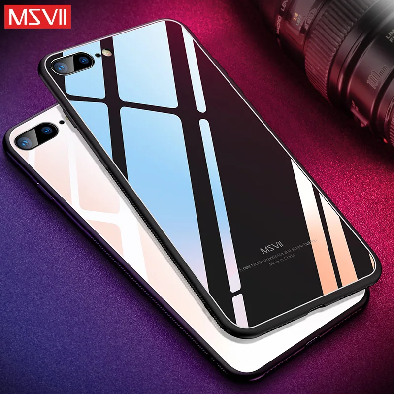 Msvii закаленное стекло чехол для iPhone 7 8 мягкий силиконовый край антидетонационный