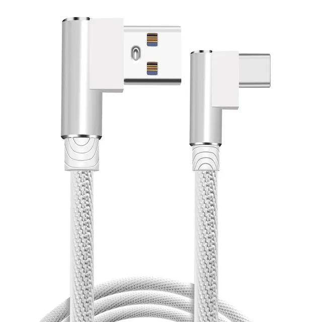 White 1 м/2 м/3 м(под углом 90 градусов) для Тип usb C кабель нейлоновый плетеный кабель для быстрой зарядки передачи и кабель для зарядки и передачи данных с кодом для samsung s9 plus оneplus Huawei Xiaomi кабели - Тип штекера: White