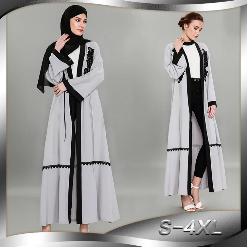 

Модное мусульманское кардиган «абайя», кружевное Макси-платье с вышивкой, длинное платье, платья, туника, кимоно Рамадан, одежда для поклоне...