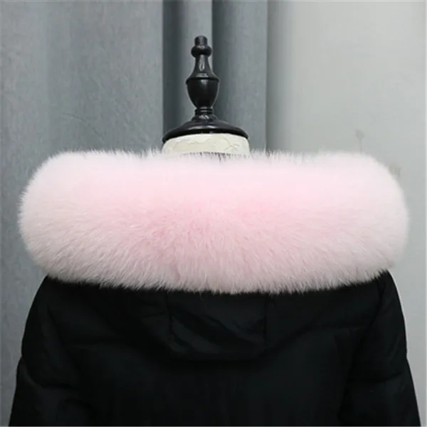 Pink Горячая новинка куртки из натуральных материалов женский меховой воротник Модный Зимний меховой шарф женские шарфы пальто теплая шаль Лисий меховой воротник-шарф - Цвет: Pink