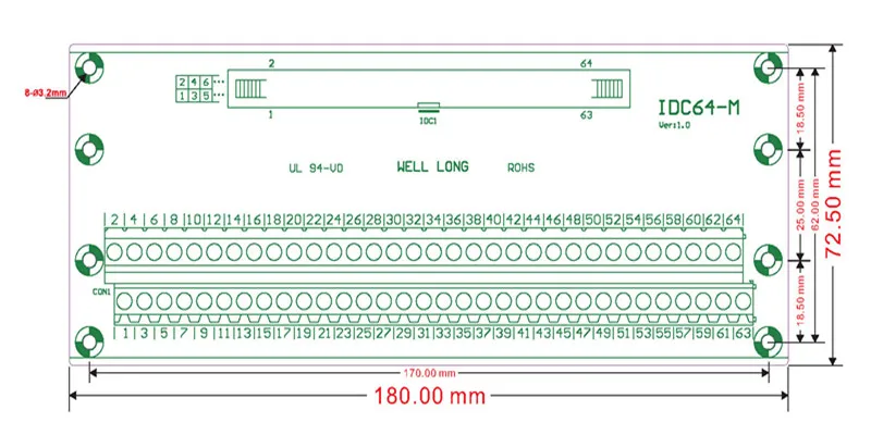 IDC-64 DIN Rail Mounted Interface Module. | Terminal Blocks