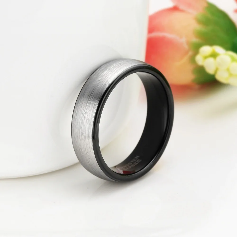Обручальные кольца Somen из карбида вольфрама с черной инкрустацией 6 мм|bague homme|wedding