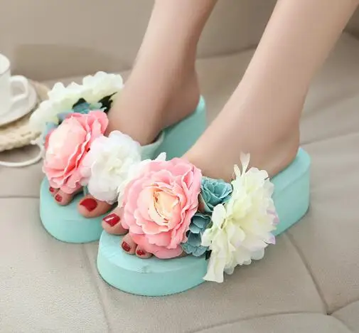 HAHAFLOWER/Новинка летняя пляжная обувь с розами модные женские шлепанцы цветами
